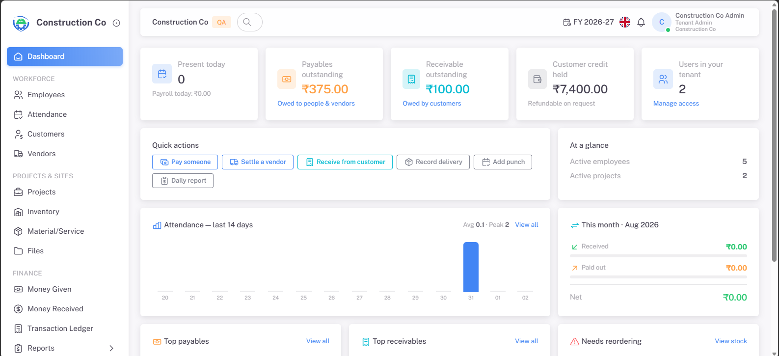 Landess Builder — crews, sites & money on one platform